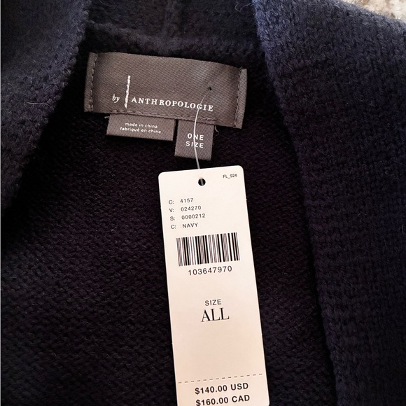 Anthropologie Floral cropped Cardigan one size Navy and cream - Picture 7 of 7